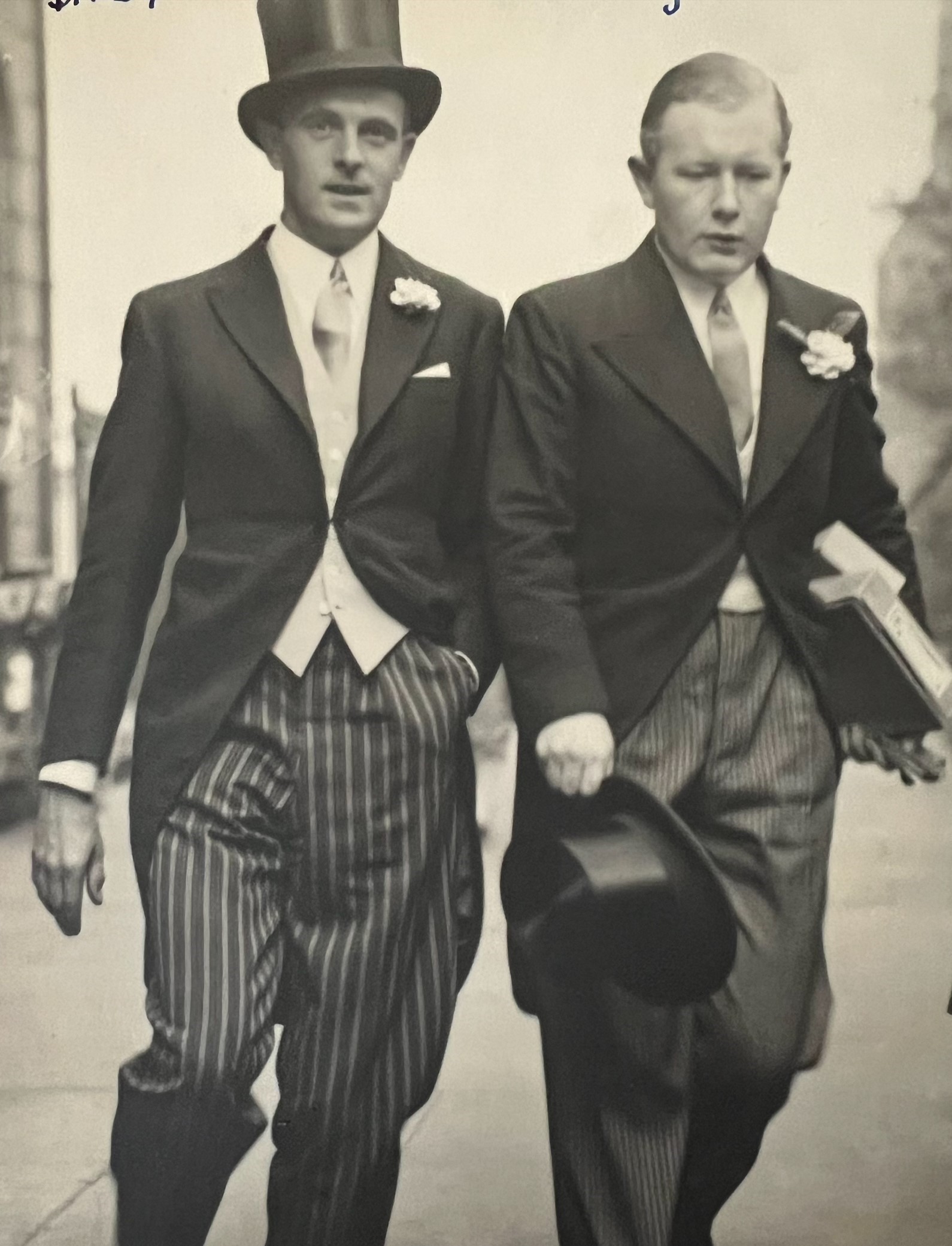 Eric (left) with his brother in law Guy Irving at Guy's wedding